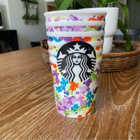 NEW Starbucks Collectible 2016 Spring Floral Ceramic Travel Tumbler 10 fl oz. - Picture 3 of 6